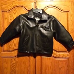 Black leather jacket, boys size 5-6